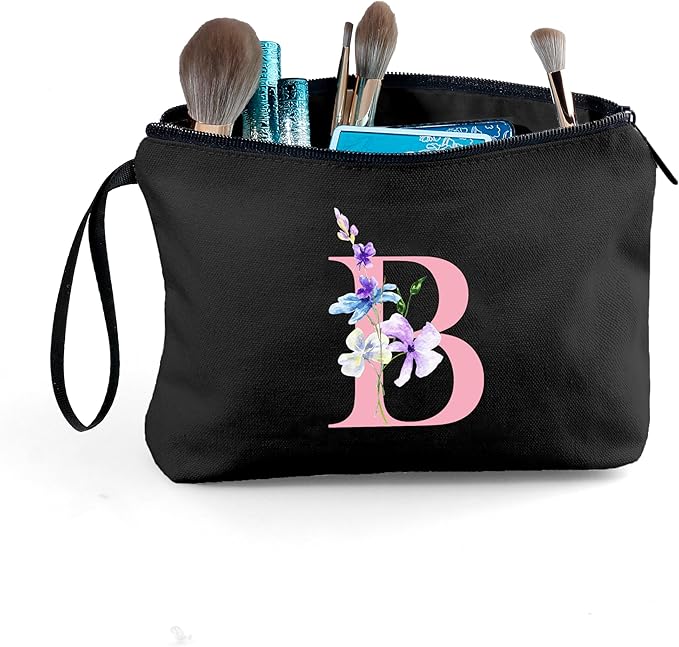 A-Z Personalized Maid Of Honor Gifts, Initial Makeup Bag with Mirror, B