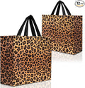 Nush Nush Large Leopard Gift Bags with Handles, 13 x 5 x 11, Set of 12