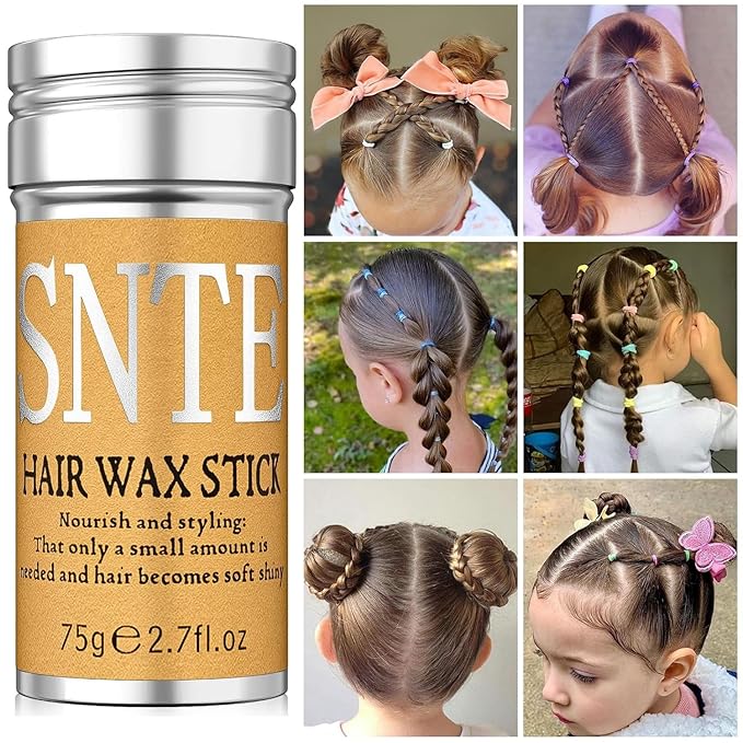 Hair Wax Stick, Hair Ties Set - Frizz Control, Smooth Flyaways, French Braid - 500 Clear Elastics & 500 Colorful Rubber Bands - Styling Accessories for Girls, Kids Daily Hairstyle DIY