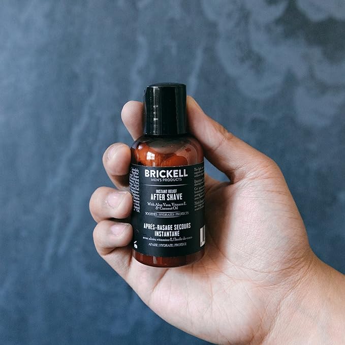 Brickell Men's Instant Relief Aftershave for Men, Soothing After Shave Balm to Prevent Razor Burn, With Aloe, Vitamin E, and Hyaluronic Acid, 2 Ounce, Scented