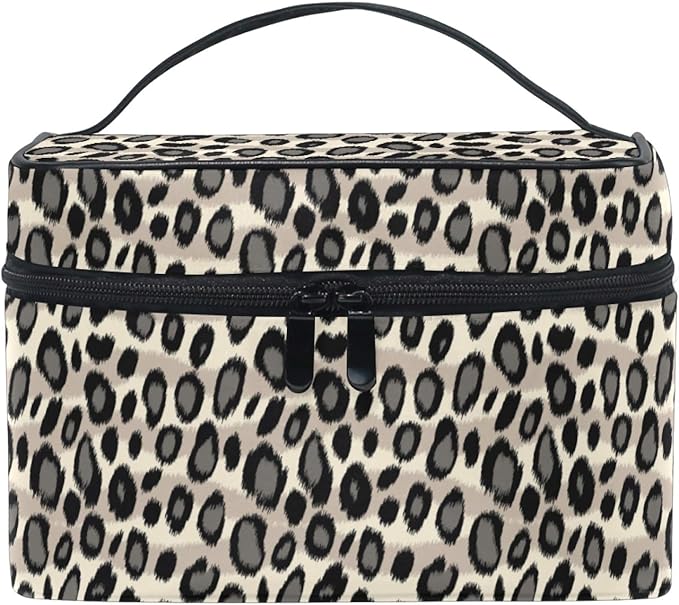 MNSRUU Makeup Bag, Leopard Skin Animal Print Travel Makeup Organizer Bag Cosmetic Cases Toiletry Bags for Girl Women Ladies