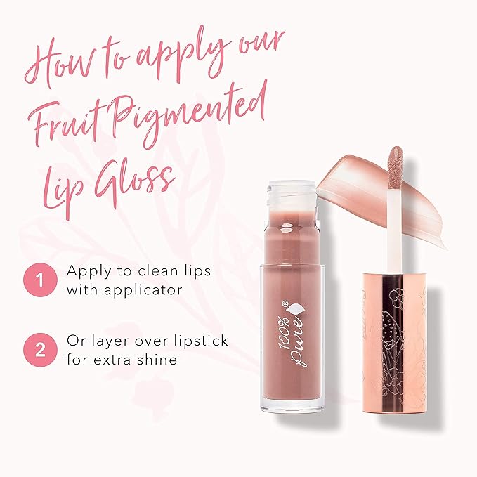 100% PURE Lip Gloss, Pink Caramel, 0.17 fl oz