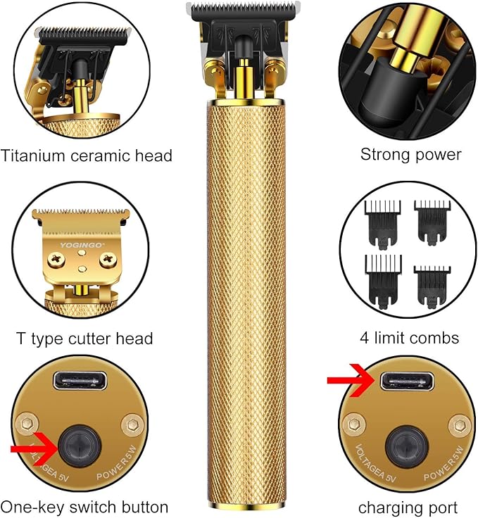 DEYOT Professional Hair Clippers for Men Electric Haircut Kit Hair Trimmer Grooming Waterproof Rechargeable Close Cutting T Blade Trimmer USB Rechargeable Clippers for Hair Cutting with Guide Combs