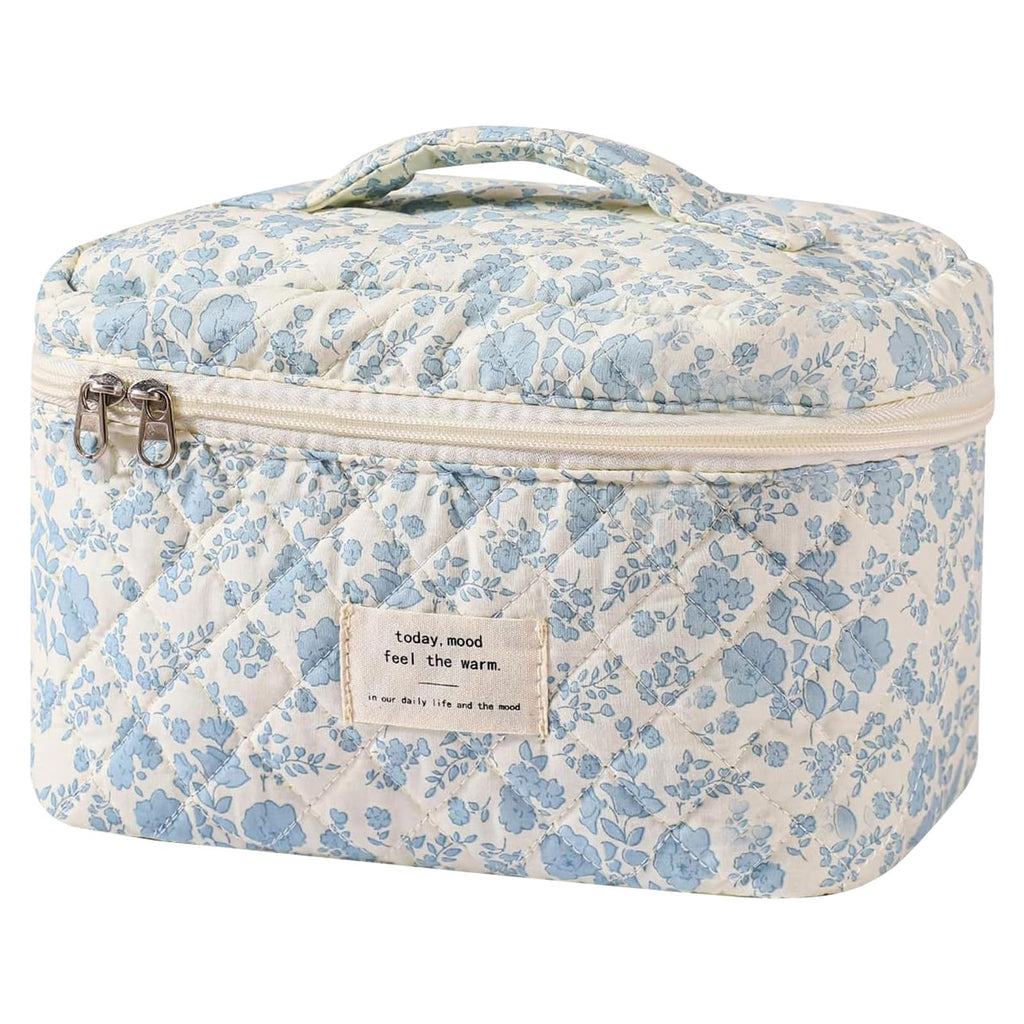 Gosect Large Makeup Bag, Cute Cosmetic Bag for Women Girls, Floral Coquette Aesthetic Toiletry Bag, Travel Make Up Organizer Bag (BDLH)
