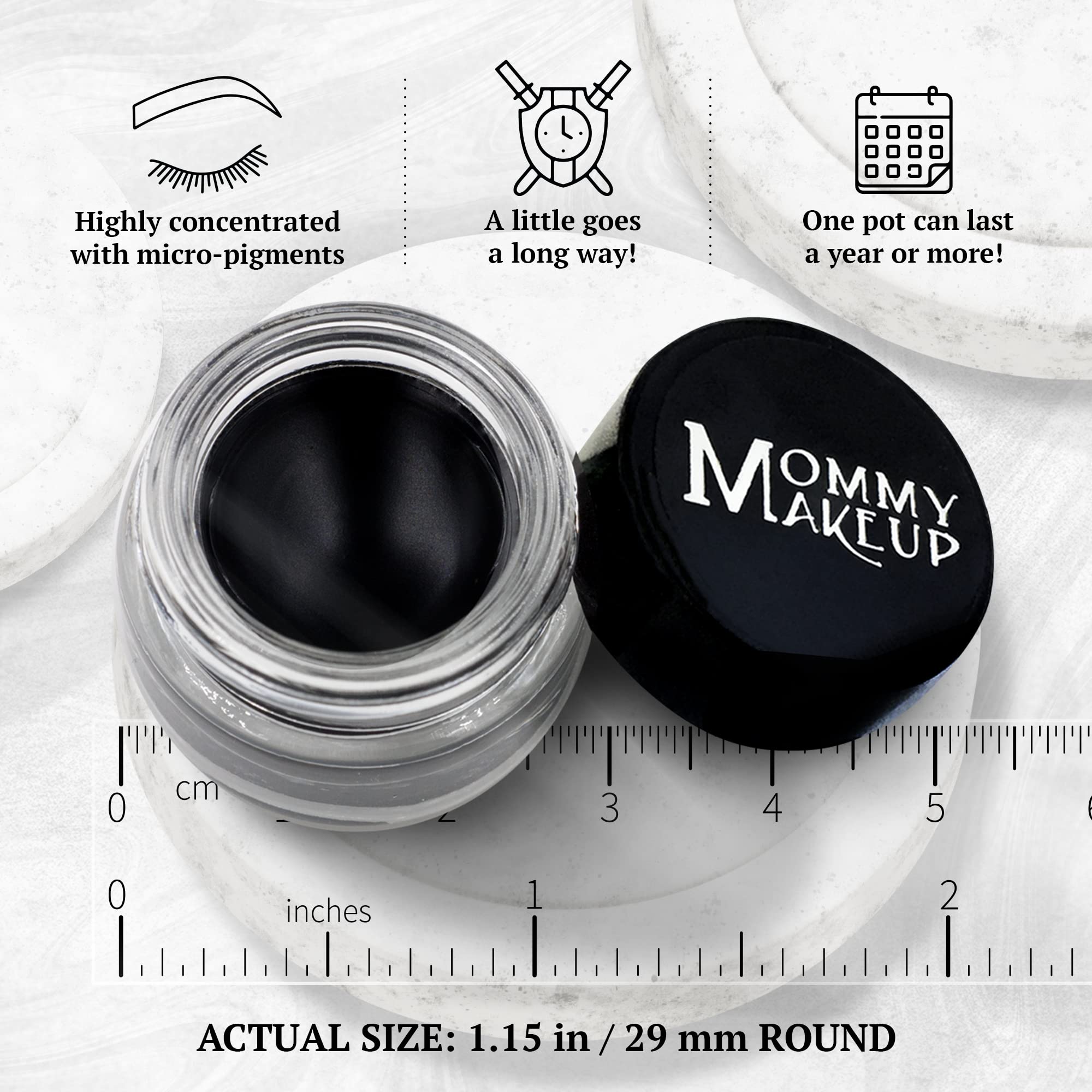 Mommy Makeup Waterproof Stay Put Gel Eyeliner Pot with Micropigments