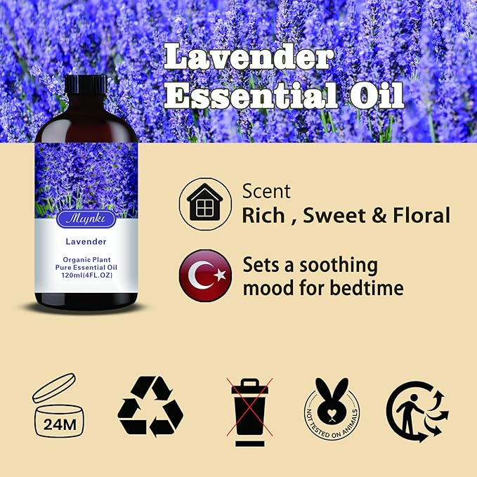 MLYNKL Lavender Essential Oil,Lavender Oil for Massage Home,4 fl oz