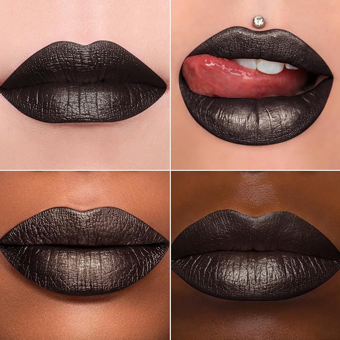 MAKI YIKA Metallic Glitter Lipstick for Women Black Lipsticks Long Lasting