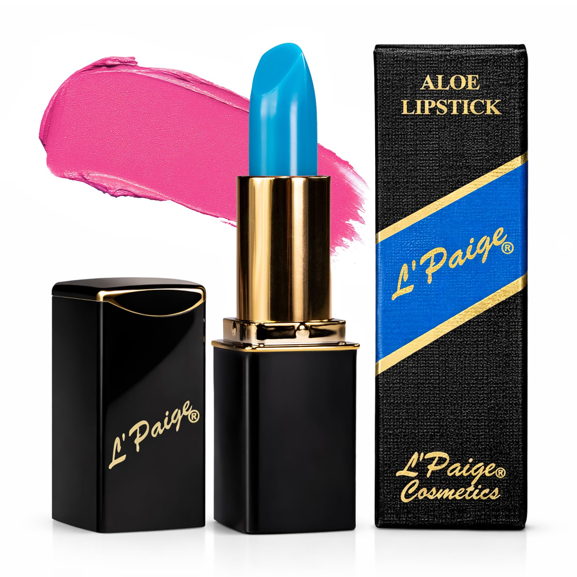 L'Paige pH Color-Changing Blue Lipstick | Blue to Deep Pink Burgundy Transformation | Aloe Vera Moisturizing Formula | Long-Lasting Lip Stain-Like Color | Shade LBL