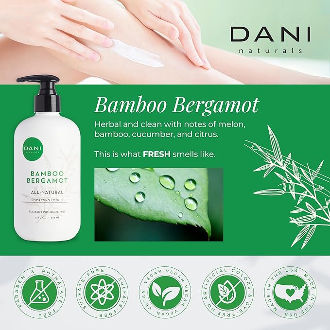 DANI Naturals Bamboo Bergamot Body Lotion, Paraben-Free, Vegan, 12 fl oz