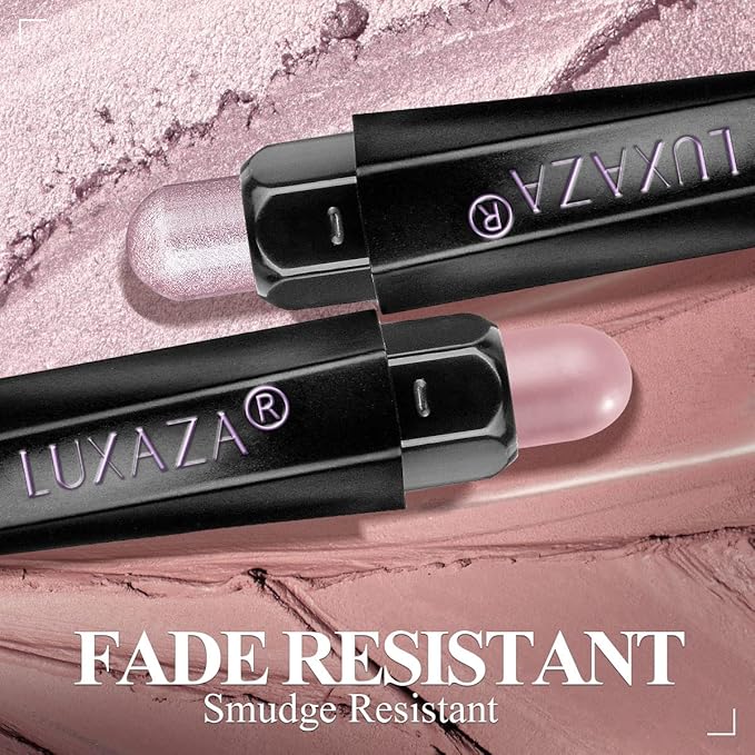 LUXAZA 6PCS Cream Eyeshadow Stick Makeup Sets, Metallic And Matte Shimmer Eye Shadow, Eye Brightener Stick Pencil Crayon Make up Set - Purple Pink