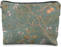 RYYCDOI Vintage Floral Bird Makeup Bag, Chinoiserie Green Floral Cosmetic Bags for Women, Rustic Country Botanical Zipper Makeup Pouch