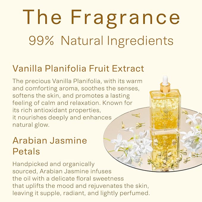 SAFA Vanillé Oil - Organic Vanilla Oil for Face, Body, Hair, Nails & Aromatherapy | Essential Oil for All Skin Types | After Shower Body Oil | Natural Moisturizer & Nourishing Perfume Oil - 118 ml