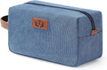 Travel Essentials Canvas Toiletry Makeup Bag Dopp Kit Blue (Initial T)