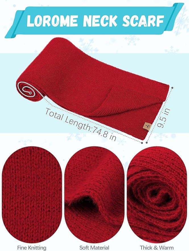 LOROME Winter Beanie Hat Gloves Scarf, Cashmere Hat Gloves Scarf Set Women