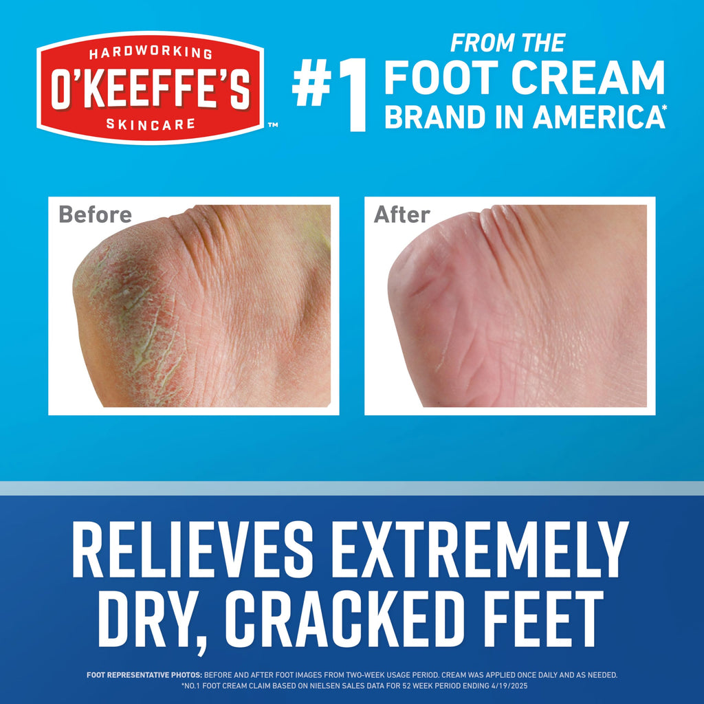 O'Keeffe's for Healthy Feet Foot Cream - 3.2 oz Jar (12 Pack) - Guaranteed Relief for Extremely Cracked, Dry Feet, Repairing Skincare, Instantly Boosts and Retains Moisture Levels
