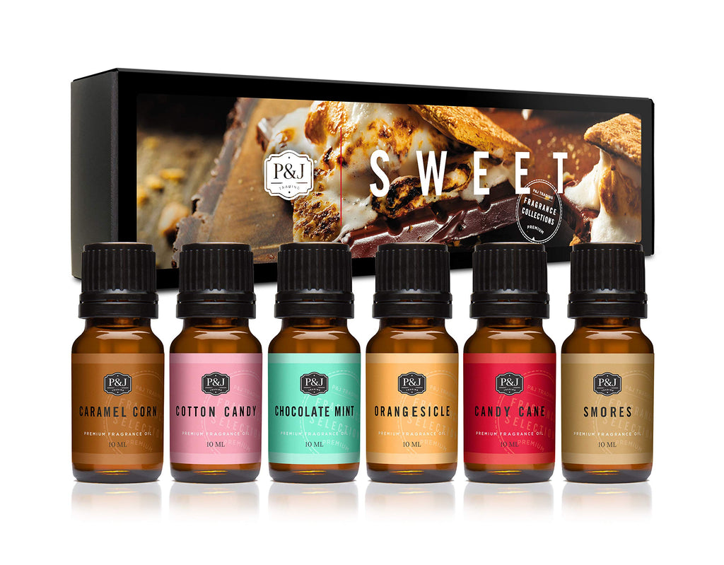 P&J Trading Fragrance Oils for Diffusers for Home Sweet Set Fragrance Scents for Candle Making - Soap Making Supplies - Car Diffuser Scents - Essential Home Gift Set - Cotton Candy, Smores & More