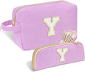 Sernaxi Personalized Initial Makeup Bag Trendy Stuff Corduroy Cosmetic Bag Travel Toiletry Bag, Valentine’s Day Gift Makeup Organizer Case & Makeup Pouch for Women teen Girls Mom Girlfriend Wife