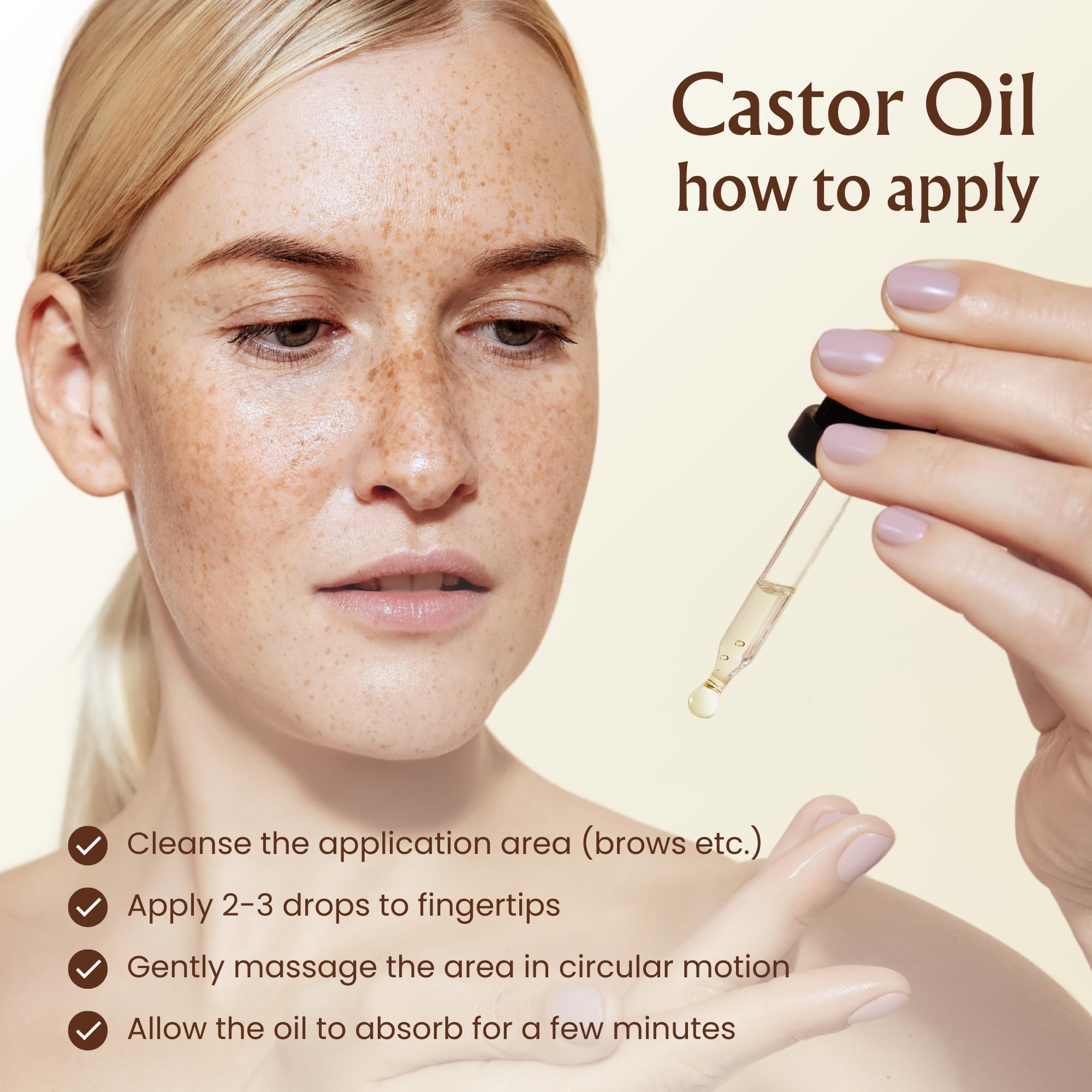BodyJ4You Castor Oil for Eyelashes and Eyebrows - Hair Growth Oil Eyelash Brush Brow Serum Lash Oil - 100% Pure Castor Oil Organic Cold Pressed Unrefined Glass Bottle Hexane Free 4 Fl Oz