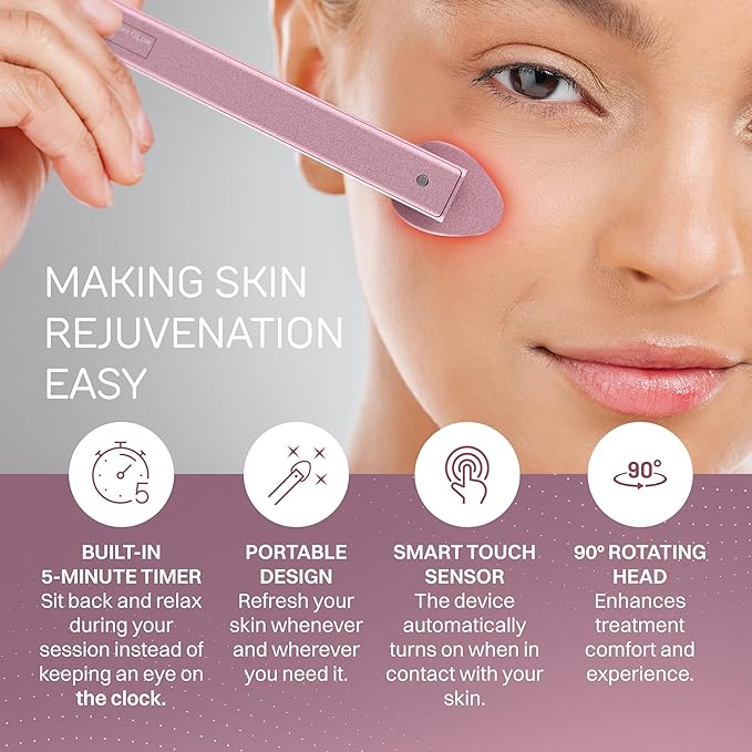 Lumina NRG Mini Glow PRO 5-in-1 LED Face Wand – Lifting, Tightening, Firming, Wrinkle & Facial Massager & Skincare Tool with Red & Blue Light, Gentle Warmth & Vibration - Compact At-Home Beauty Device