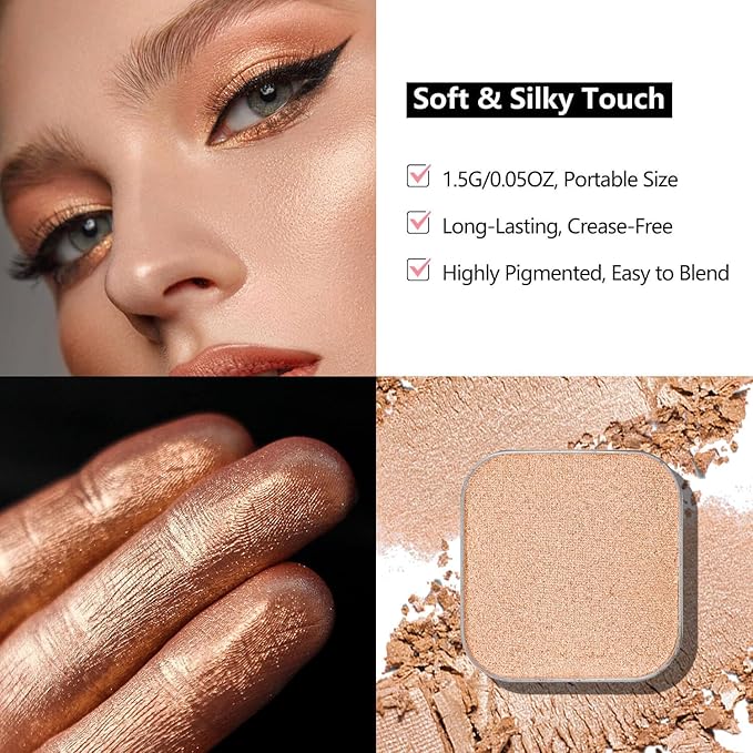 Fillwie Warm Peach Shimmer Eyeshadow Single Refill Pan - Peach Glow (Pink)