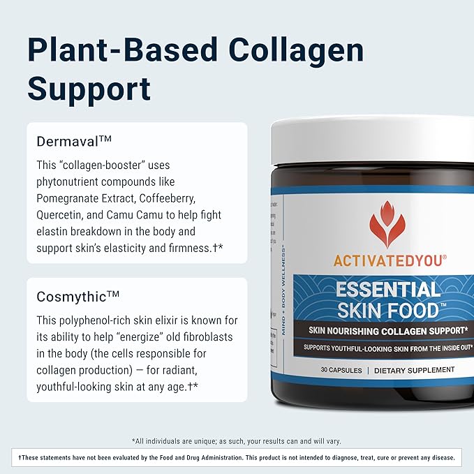 ACTIVATEDYOU Essential Skin Food, Collagen Support Supplement, 30 Capsules