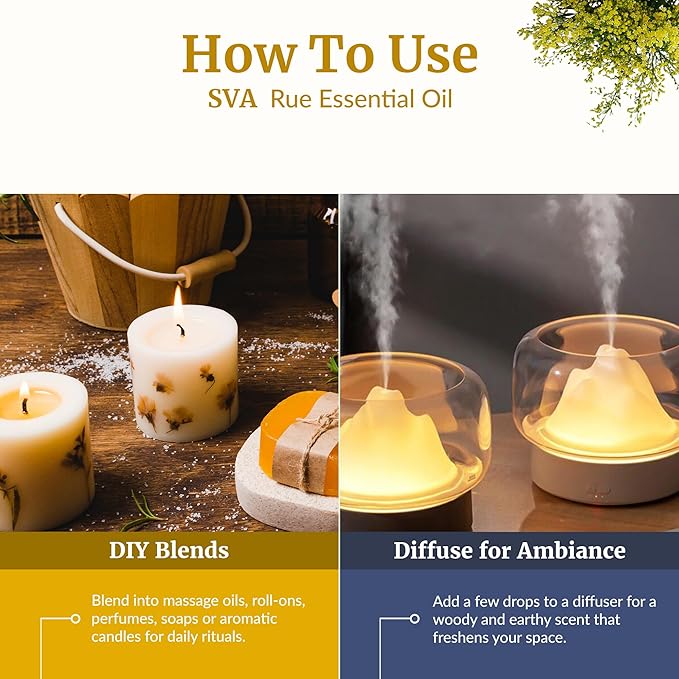 SVA Rue Essential Oil in Glass Bottle, 1/3 Fl Oz (10 ml)
