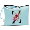 Vavabox A-Z Personalized Makeup Bag, Birthday Gifts for Women Mom, Gifts for Best Friend, Bride Bridesmaid Cosmetic bag (A, Aqua)