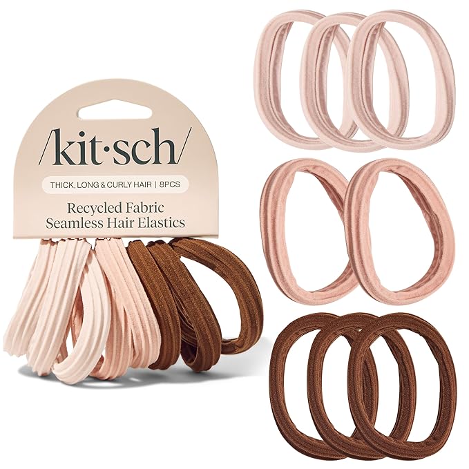 Kitsch Seamless Hair Ties No Damage - Stretchy Hair Bands - Rosewood, 8pcs