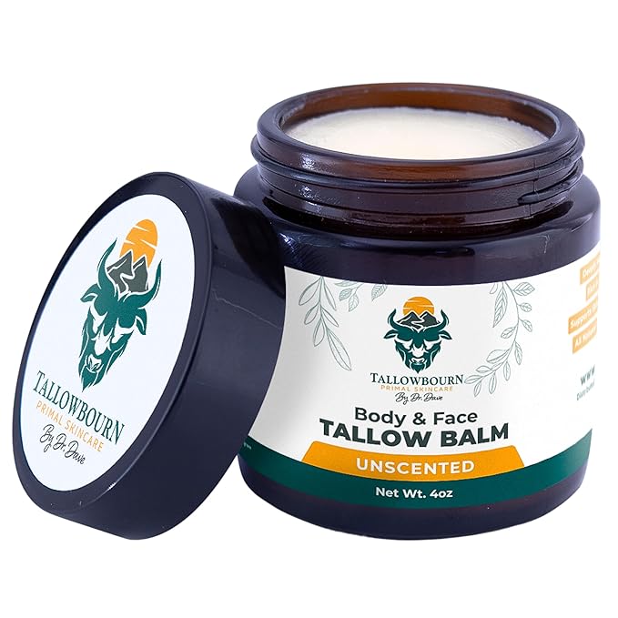 Tallowbourn Grass-Fed Beef Tallow Balm for Face & Body - Unscented - 4oz