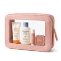 LETGO Clear Makeup Bag, TSA Approved Toiletry Organizer With Zipper, Fit Carry-on Travel Essentials, Cosmetic Bag for Women Men (O-Pink)
