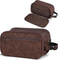 PAVILIA Toiletry Bag for Men, Travel Toiletries Bag | Water-resistant Dopp Kit, PU Leather Shaving Pouch Organizer for Accessories, Cosmetic, Hygiene, Grooming Essentials (XL, Dark Brown)