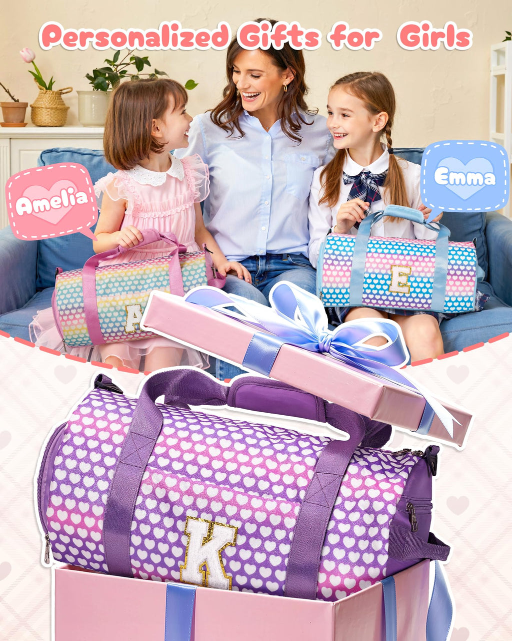 Vogewood Initial Birthday Gifts for 9 Year Old Girl,Kid Glitter Travel Bag