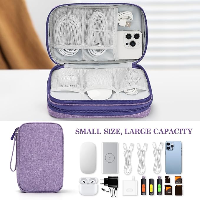 FYY Electronic Organizer, Travel Tech Pouch Bag, Large, Dark Purple