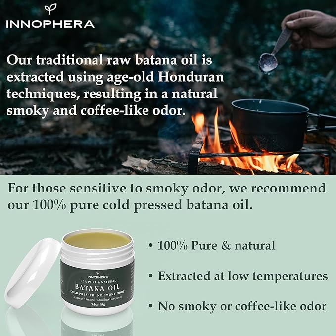 Innophera Raw Batana Oil for Hair Growth ‒ 100% Pure & Natural from Honduras ‒ Promotes Thicker & Softer Hair ‒ Nourishes & Rejuvenates ‒ 4 oz.