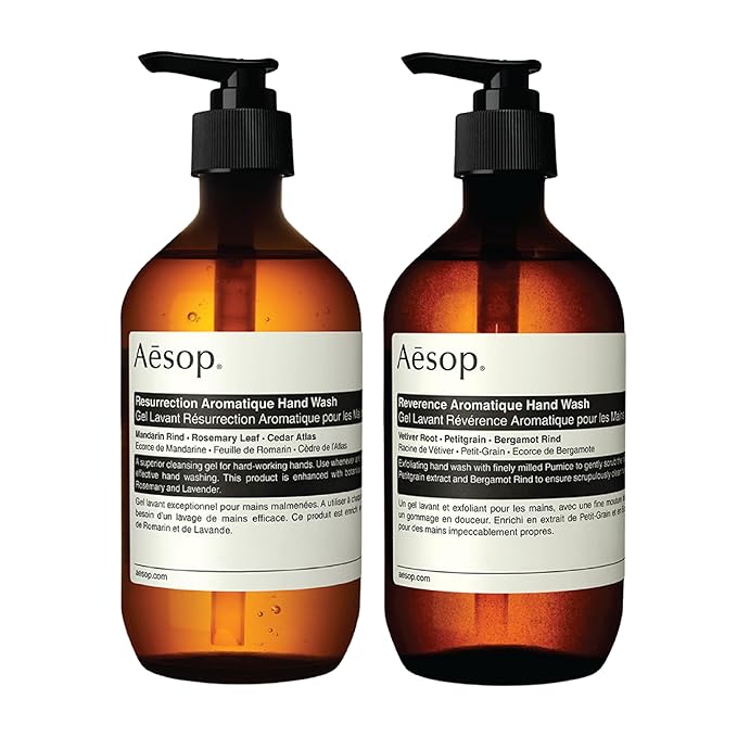 Aesop Resurrection & Reverence Aromatique Hand Wash Set – Nourishing Hand Wash & Gentle Exfoliating Hand Soap Duo | Botanical Cleansers Made with Hydrating Essential Oil Blend | 16.9 oz Each (2 Pack)