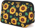 AJLTPA Waterproof Neoprene Cosmetic Bag, Black Sunflower