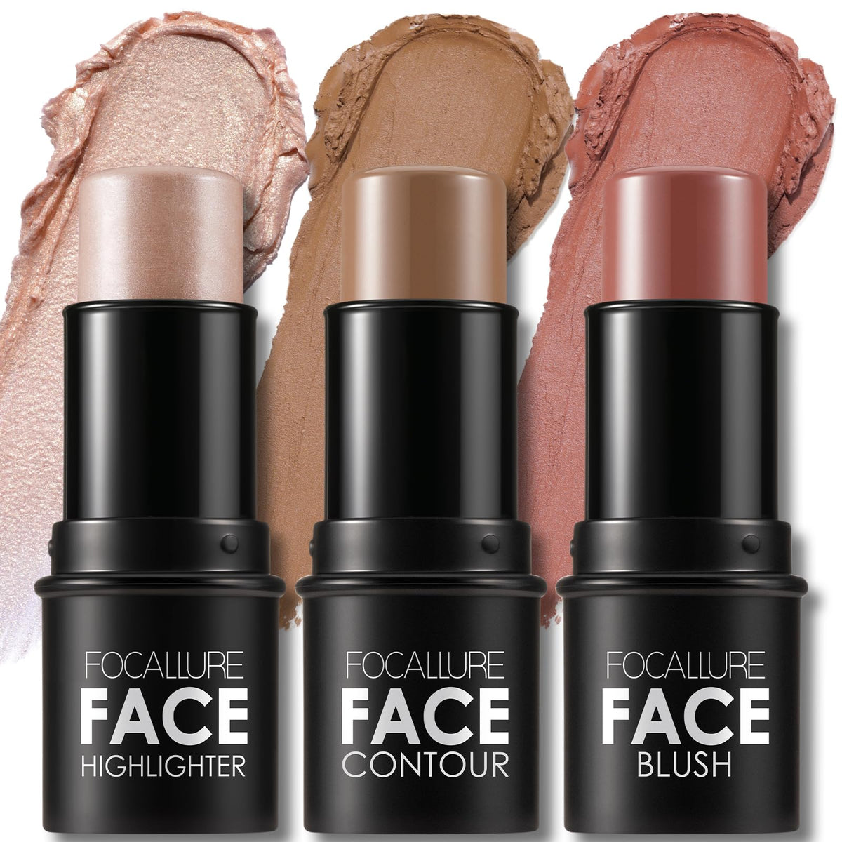 FOCALLURE 2Pcs Cream Contour and Highlighter Stick Set, Light 21+26