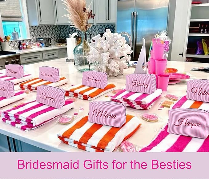 DayOfShe Personalized Name Makeup Bag for Bridesmaid Gifts,Custom Large Capacity Cosmetic Travel Toiletry Make Up Bags for Birthday Gifts,Personalized Gifts for Women Teen Girls