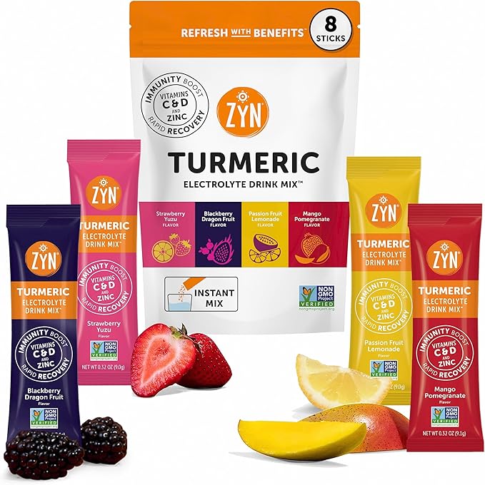 ZYN Electrolyte Variety Pack, Hydration Packets, Turmeric, 8 Count