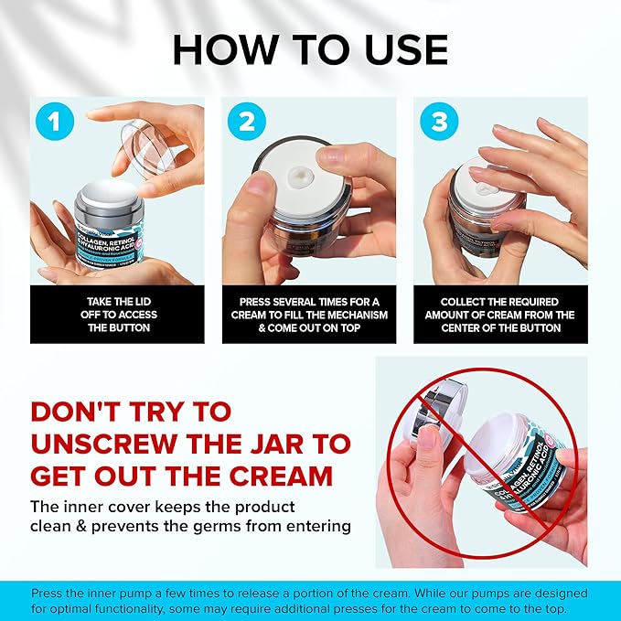 Anti-Aging Face Moisturizer with Retinol, Collagen & Hyaluronic Acid - Moisturizer Face Cream for Women & Men - Visibly Firming & Hydrating Neck Cream - Day & Night Skin Care - 1.7 fl oz
