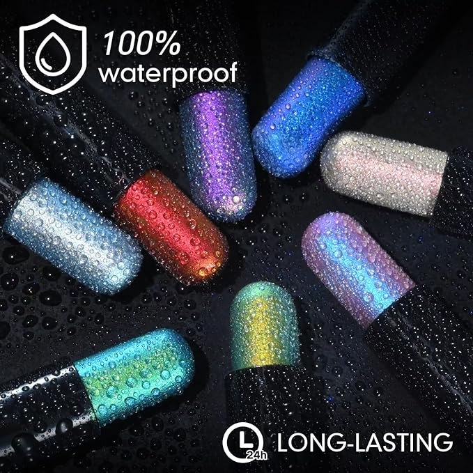 CHARMACY New Duochrome Long Stay Eyeshadow Stick, Creamy Eye Shadow Stick, Multicolor-Shifting Glitter Eyeshadow, Waterproof & Smudge-Proof, High Pigmented, Built-in Smudger #02