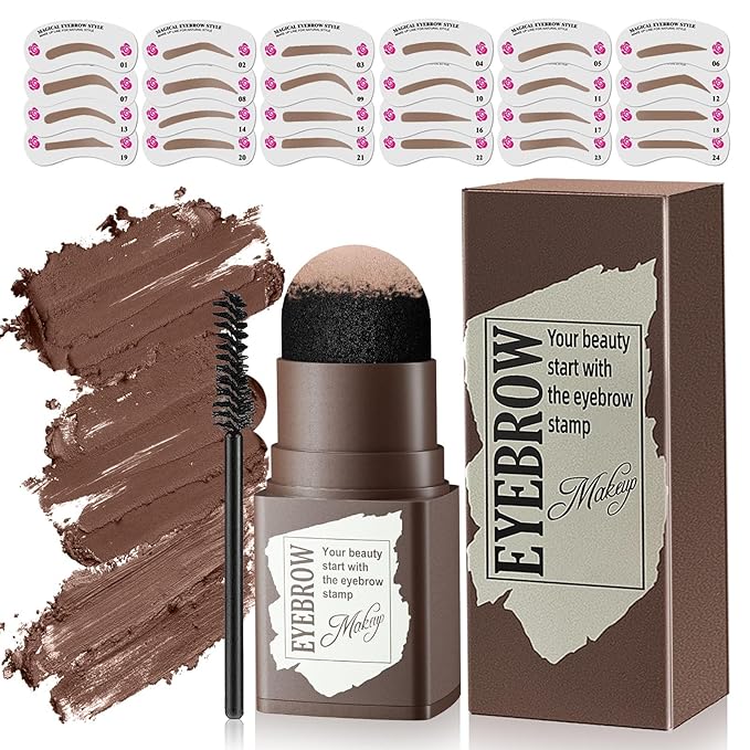 Eyebrow Stamp Stencil Kit for Older Women Dark Brown