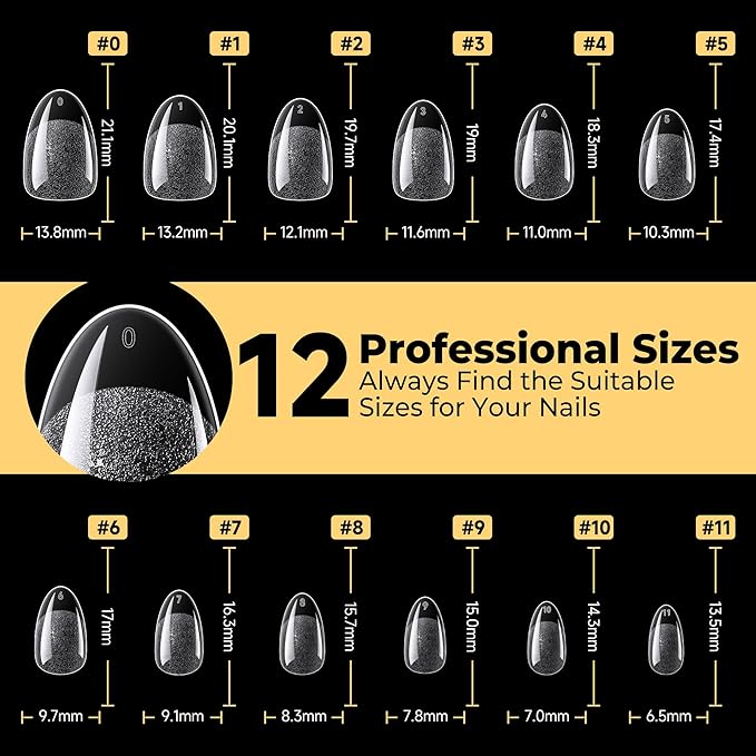 UNA GELLA 600Pcs Short Oval Almond Nail Tips, Round Almond Press on Nails