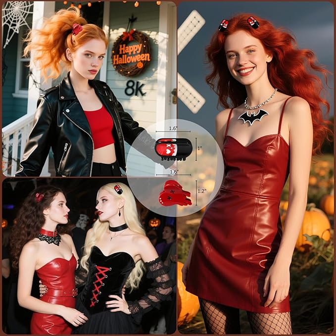 Halloween Hair Clips for Women Mini Cute Acetate Claws Heart & Capsules