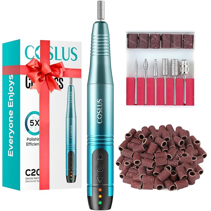 COSLUS C20 Cordless Nail Drill Electric File: Portable All-in-One Kit