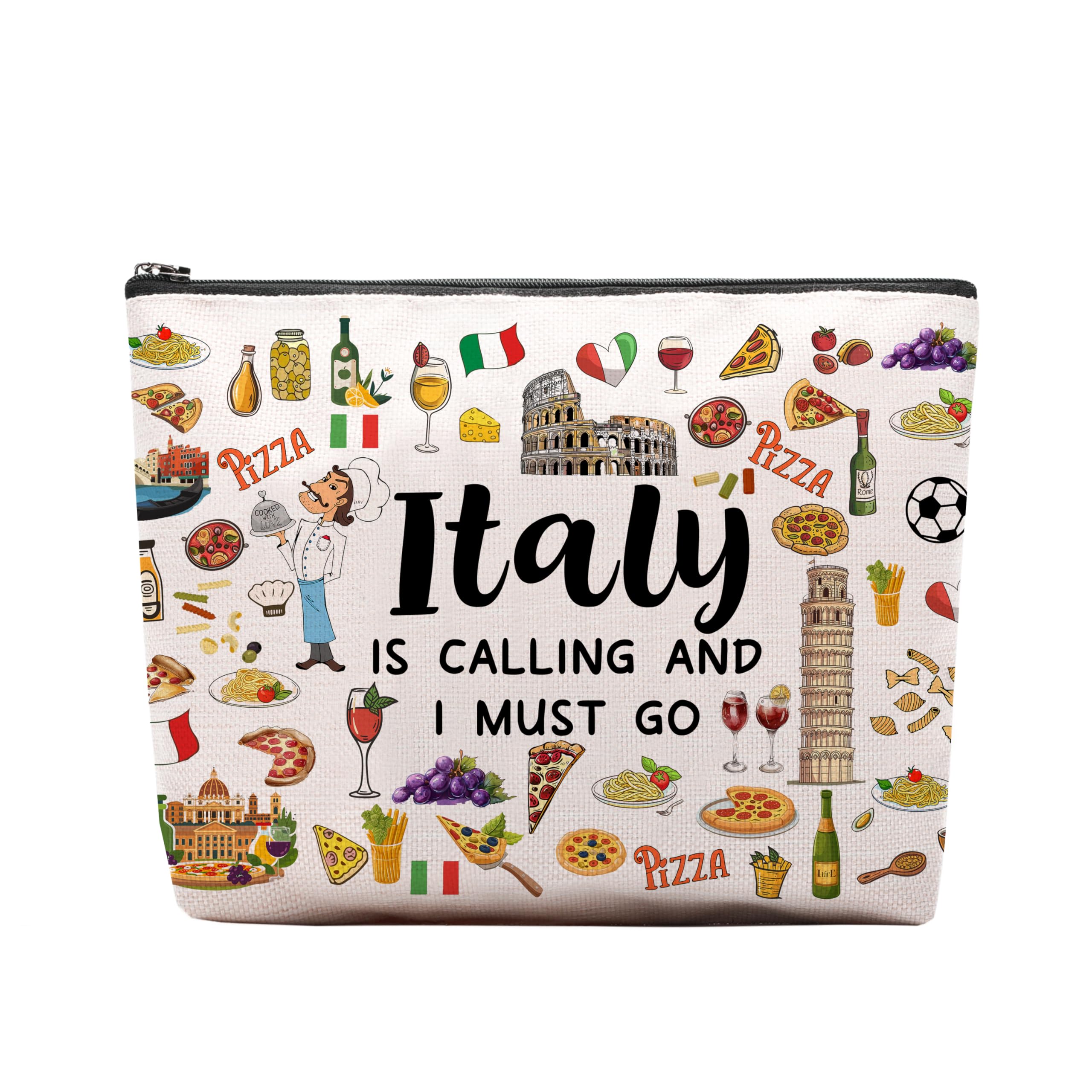 CEASQVAA Italy Travel Gift Makeup Bag, Italy Lover Themed Gifts for Traveller Women Friends, Italian Travel Trip Essentials Souvenir