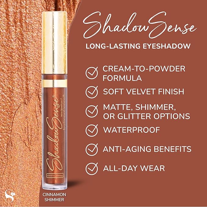 SeneGence ShadowSense EyeShadow, Cinnamon Shimmer, 0.14 Oz, Metallic Cream to Powder Eyeshadow, Long-Lasting, Anti-Aging, Waterproof, Smudge-Proof Formula for Flawless All-Day Wear