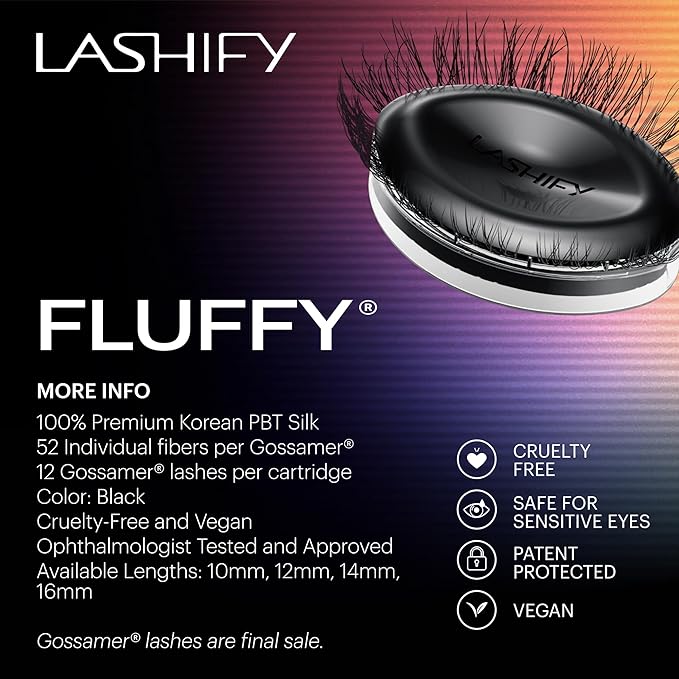 Lashify Fluffy 14mm Gossamer DIY Eyelash Extensions Refill, Chocolate Color, Easy False Lashes To Add Fullness and Dimension