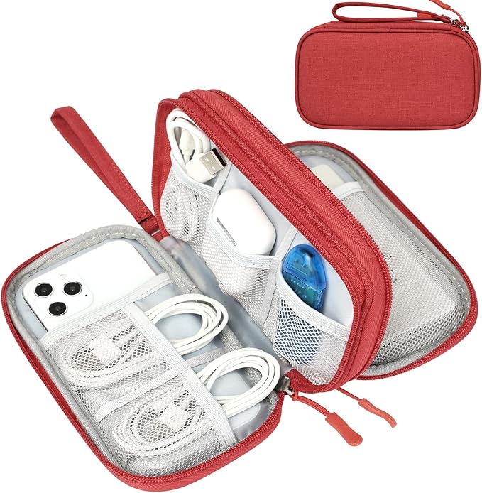 FYY Electronic Organizer, Travel Tech Pouch Bag, Cable Organizer Red