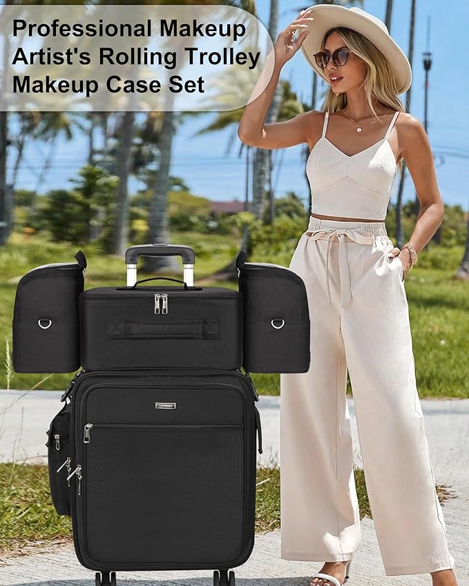 Rolling Makeup Case Professional Makeup Train Case for Makeup Artist